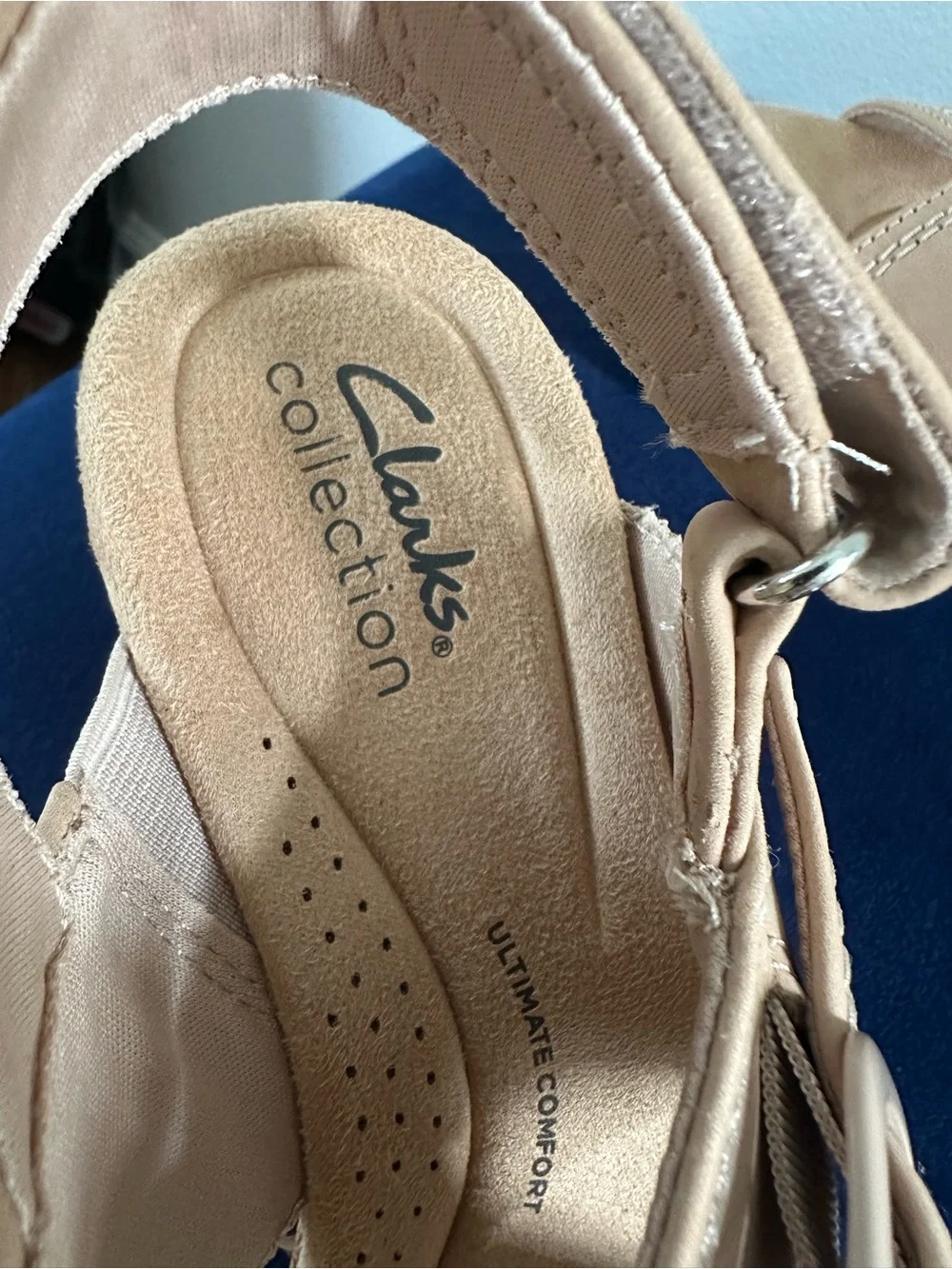 Clarks Collection NWOT Sand Nubuck Nerisa Pace Wedge Sandal, 6M
